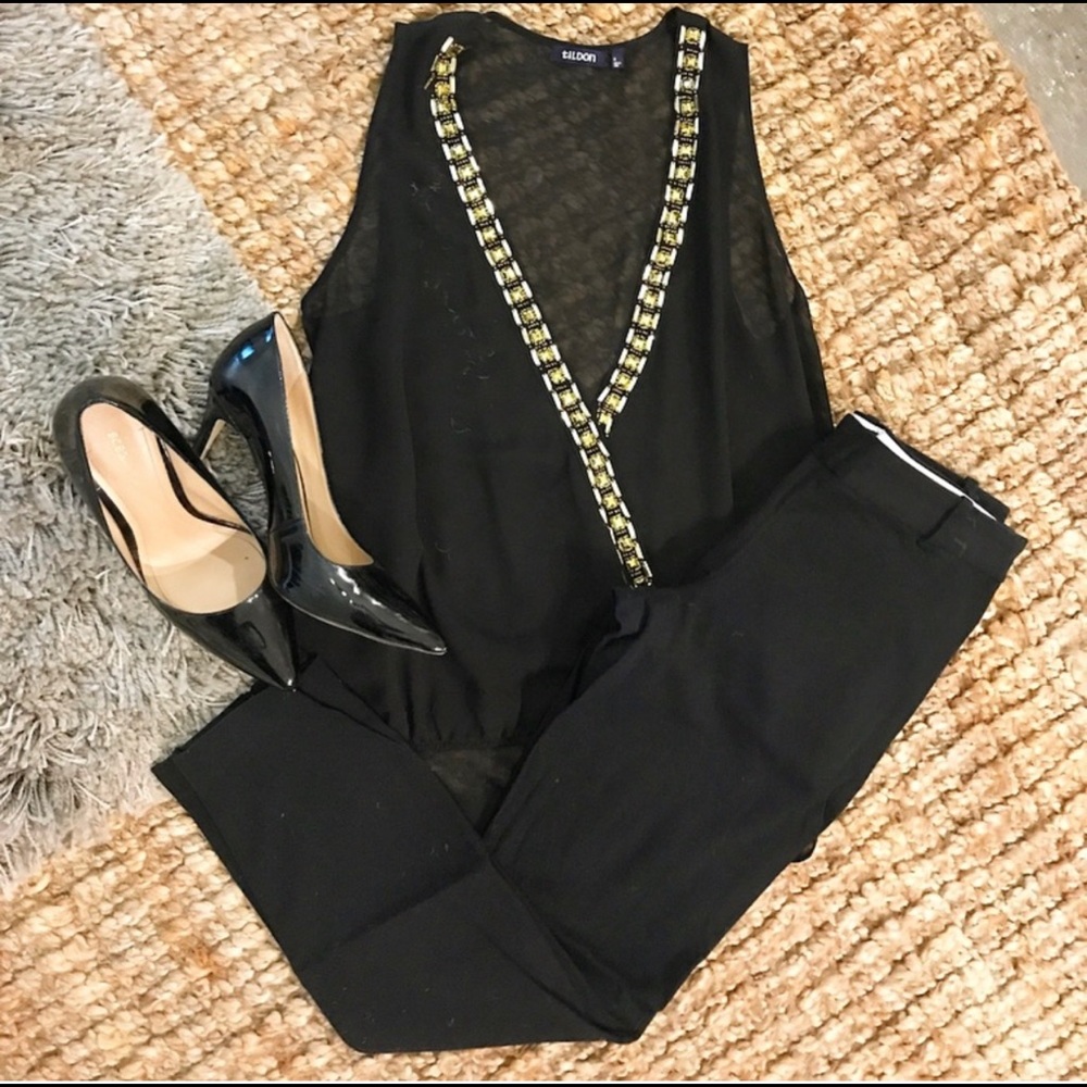 Tildon Embellished Sheer Tank Blouse NWOT
